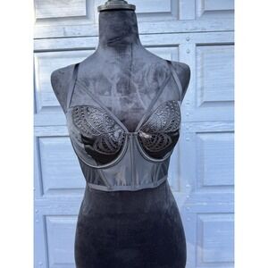 Women's Victoria Secret‎ Black Butterfly Corset Top Size 34D/D75!